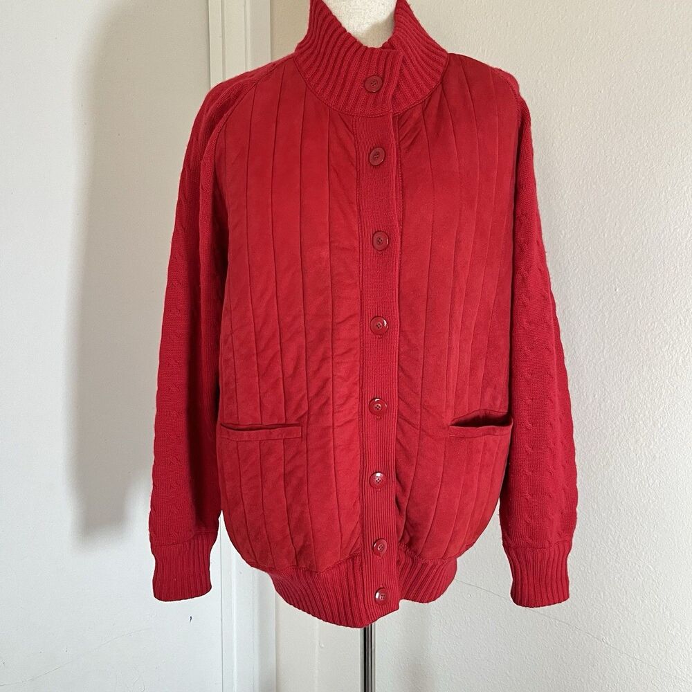 VTG carlisle/sport lambswool suede blue sweater cardigan jacket Sz S